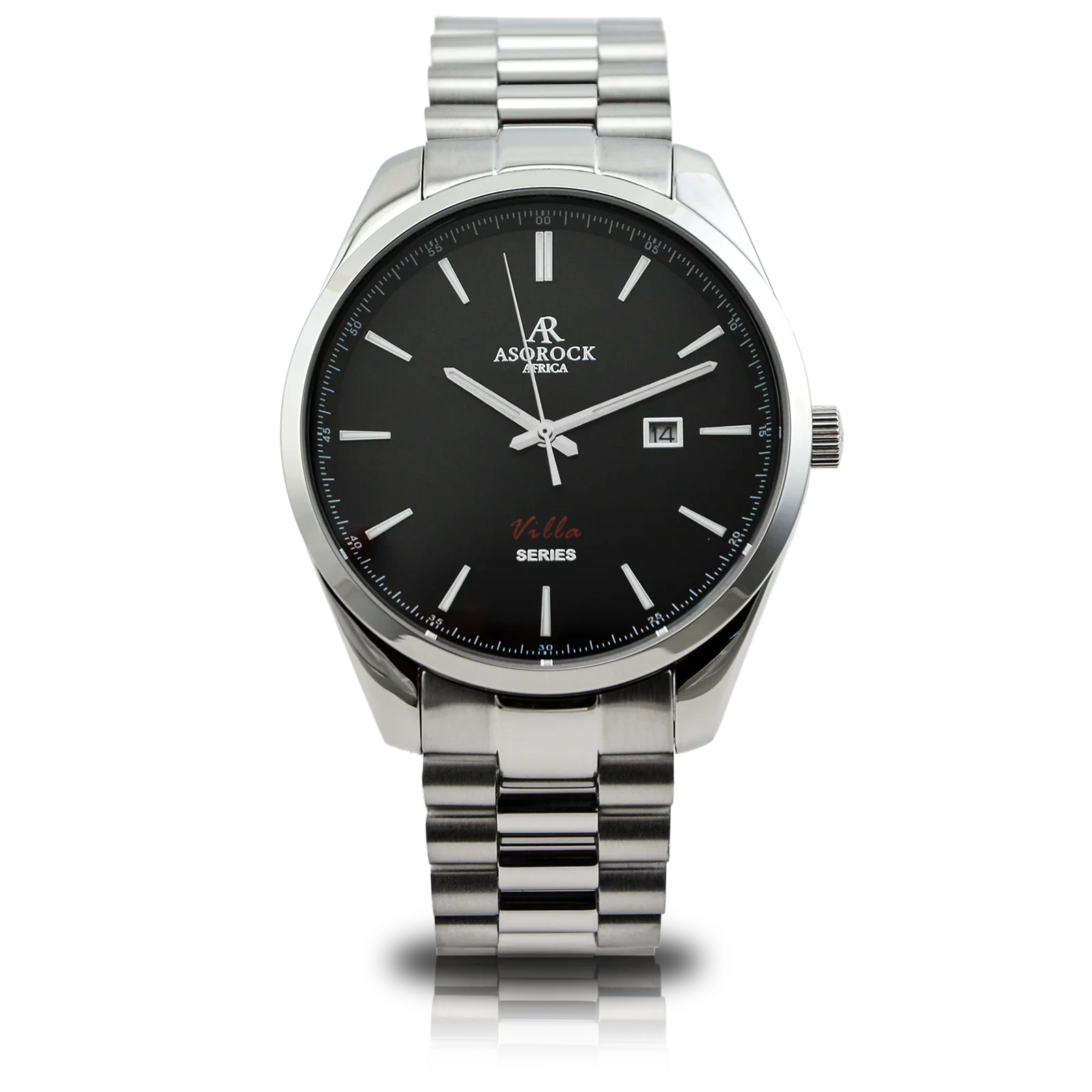 Silver/black villa - datejust homage presidential strap 42mm watch