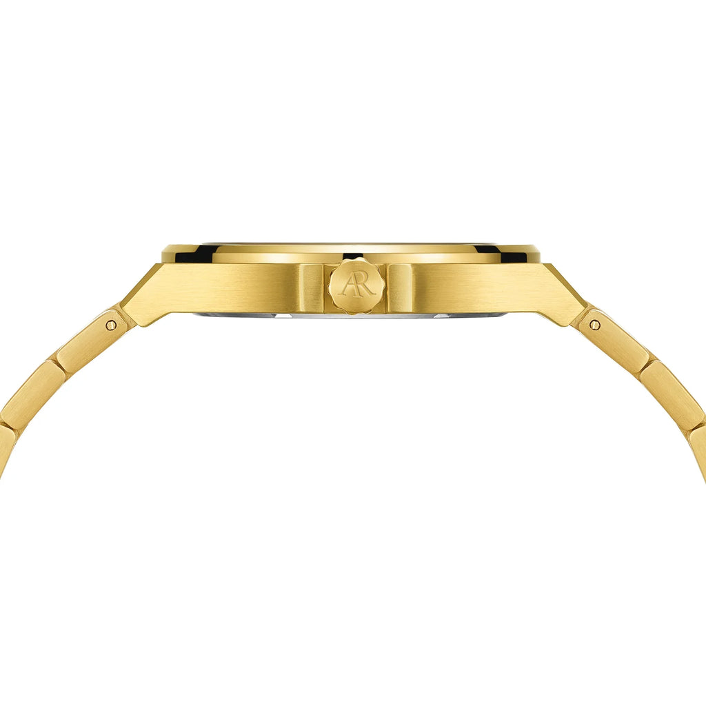 Gold/Green Mansa - from ASOROCK WATCHES  a black african american owned luxury unique watch brand with swiss rolex, Audemars Piguet, patek homage inspired style watches. Also a custom vvs moissanite diamond watch maker.