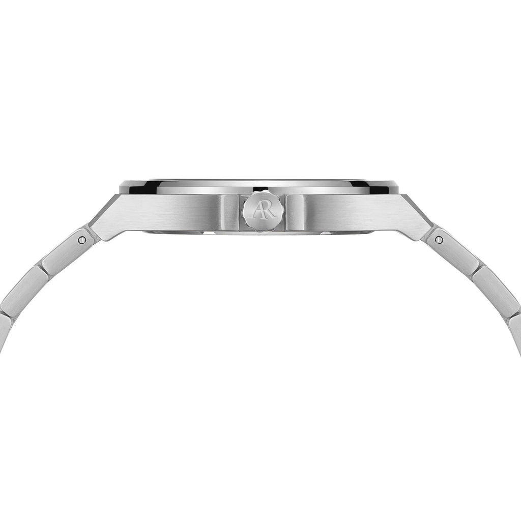 Silver/Blue turquoise dial Mansa - from ASOROCK WATCHES  a black african american owned luxury unique watch brand with swiss rolex, Audemars Piguet, patek homage inspired style watches. Also a custom vvs moissanite diamond watch maker.