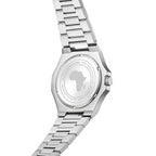 Silver/Blue turquoise dial Mansa - from ASOROCK WATCHES  a black african american owned luxury unique watch brand with swiss rolex, Audemars Piguet, patek homage inspired style watches. Also a custom vvs moissanite diamond watch maker.