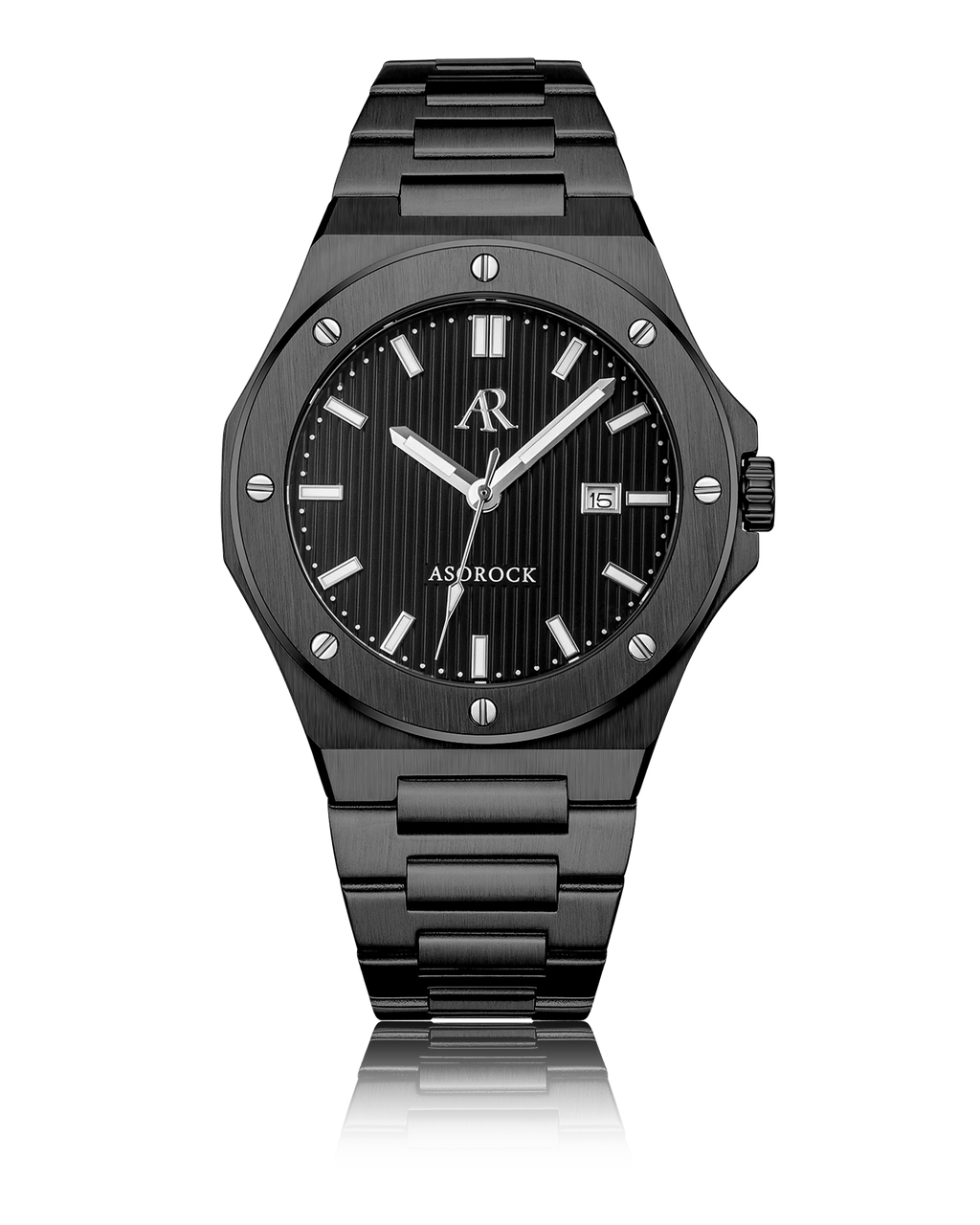 All black Mansa - from ASOROCK WATCHES  a black african american owned luxury unique watch brand with swiss rolex, Audemars Piguet, patek homage inspired style watches. Also a custom vvs moissanite diamond watch maker.