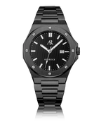 All black Mansa - from ASOROCK WATCHES  a black african american owned luxury unique watch brand with swiss rolex, Audemars Piguet, patek homage inspired style watches. Also a custom vvs moissanite diamond watch maker.