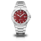 Silver/Red Mansa - from ASOROCK WATCHES  a black african american owned luxury unique watch brand with swiss rolex, Audemars Piguet, patek homage inspired style watches. Also a custom vvs moissanite diamond watch maker.