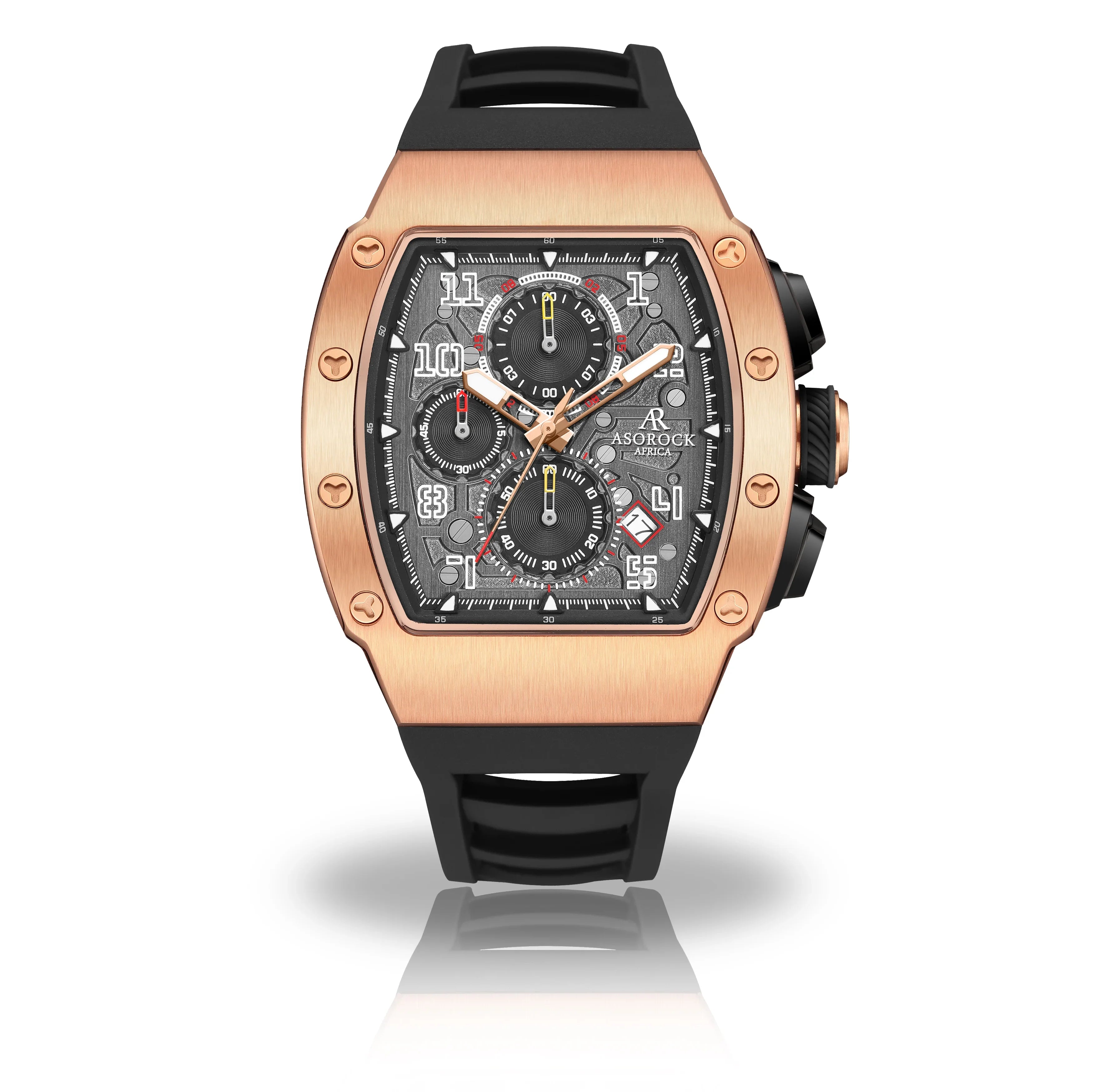 Aluminum Shell Rocking. Watch Asorock watches Rosegold/Black Motorsport GT richard mille homage style ...