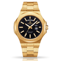 Gold/Black Frosted Stardust Constellation Day Date - from ASOROCK WATCHES  a black african american owned luxury unique watch brand with swiss rolex, Audemars Piguet, patek homage inspired style watches. Also a custom vvs moissanite diamond watch maker. 