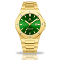 Gold/Green Mansa - from ASOROCK WATCHES  a black african american owned luxury unique watch brand with swiss rolex, Audemars Piguet, patek homage inspired style watches. Also a custom vvs moissanite diamond watch maker.
