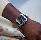 Silver/Black Diplomat - from ASOROCK WATCHES  a black african american owned luxury unique watch brand with swiss rolex, Audemars Piguet, patek homage inspired style watches. Also a custom vvs moissanite diamond watch maker.
