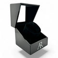 1 slot AR Branded automatic watch winder box - from ASOROCK WATCHES  a black african american owned luxury unique watch brand with swiss rolex, Audemars Piguet, patek homage inspired style watches. Also a custom vvs moissanite diamond watch maker.
