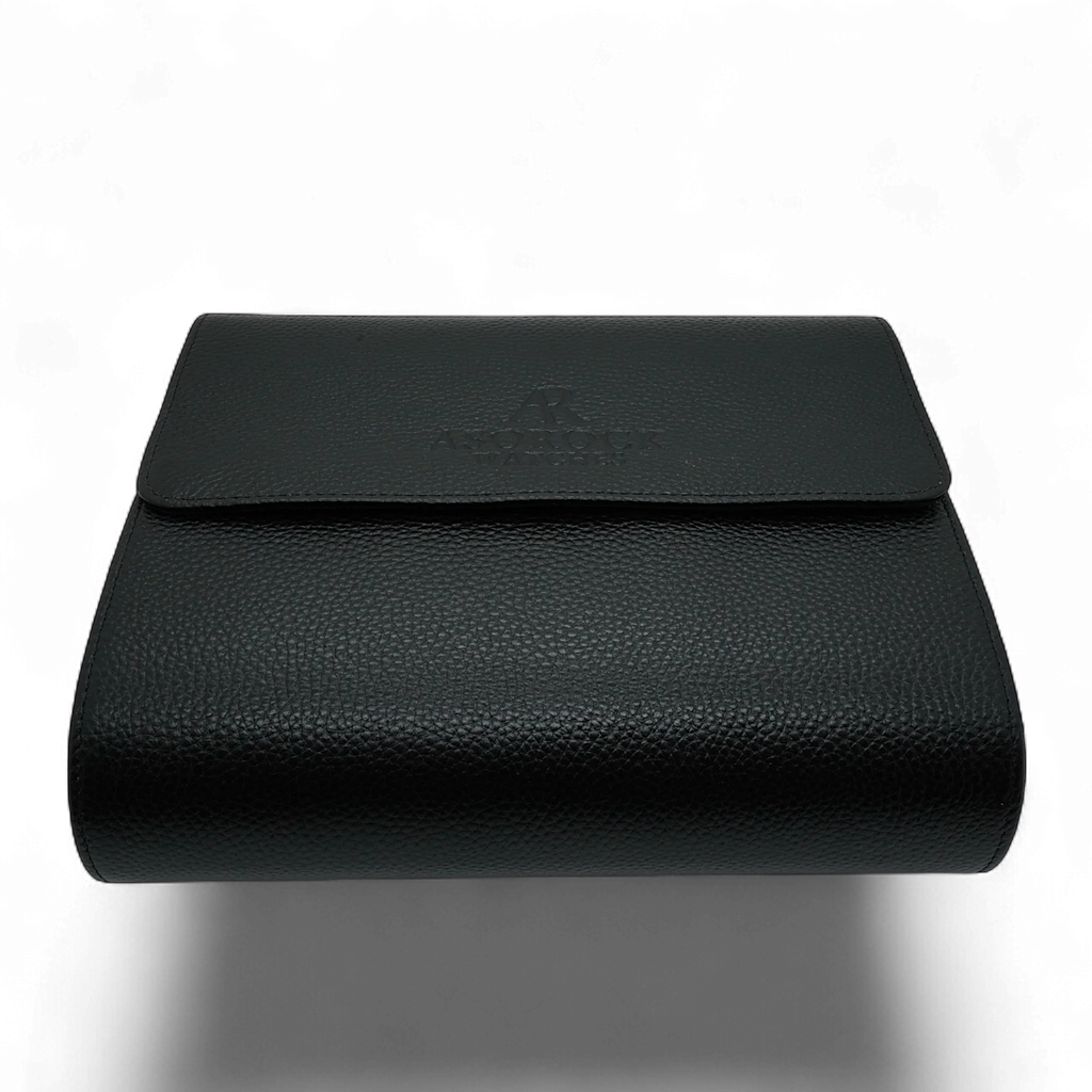 6pcs Black litchi leather watch case - from ASOROCK WATCHES  a black african american owned luxury unique watch brand with swiss rolex, Audemars Piguet, patek homage inspired style watches. Also a custom vvs moissanite diamond watch maker.