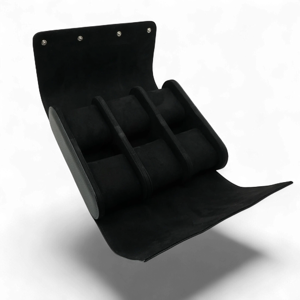 6pcs Black litchi leather watch case - from ASOROCK WATCHES  a black african american owned luxury unique watch brand with swiss rolex, Audemars Piguet, patek homage inspired style watches. Also a custom vvs moissanite diamond watch maker.