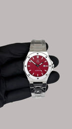 Silver/Red Mansa - from ASOROCK WATCHES  a black african american owned luxury unique watch brand with swiss rolex, Audemars Piguet, patek homage inspired style watches. Also a custom vvs moissanite diamond watch maker.