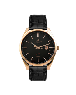 Rosegold/black - black leather strap Villa