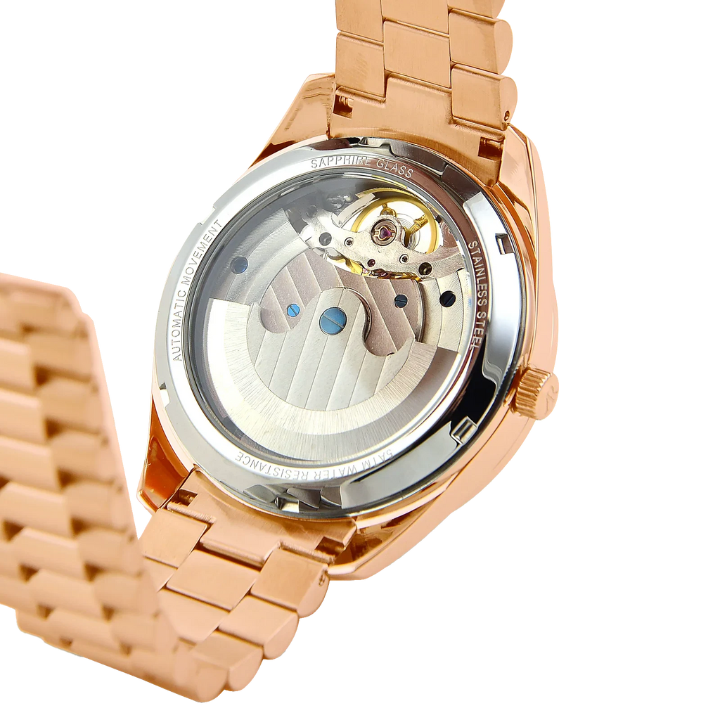 Rosegold/Black Villa Automatic Tourbillon - from ASOROCK WATCHES  a black african american owned luxury unique watch brand with swiss rolex, Audemars Piguet, patek homage inspired style watches. Also a custom vvs moissanite diamond watch maker.