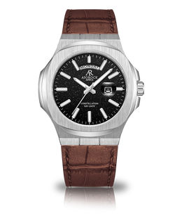 Silver/Black - brown leather strap plain Constellation Day Date
