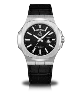 Silver/Black - black leather strap plain Constellation Day Date