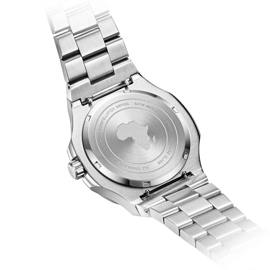 Silver/Black plain Constellation Day Date - from ASOROCK WATCHES  a black african american owned luxury unique watch brand with swiss rolex, Audemars Piguet, patek homage inspired style watches. Also a custom vvs moissanite diamond watch maker.