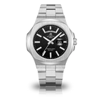 Silver/Black plain Constellation Day Date - from ASOROCK WATCHES  a black african american owned luxury unique watch brand with swiss rolex, Audemars Piguet, patek homage inspired style watches. Also a custom vvs moissanite diamond watch maker.