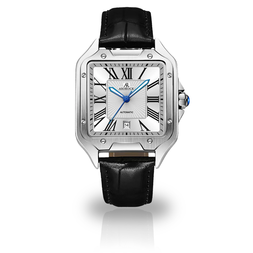 Silver/White Diplomat - from ASOROCK WATCHES  a black african american owned luxury unique watch brand with swiss rolex, Audemars Piguet, patek homage inspired style watches. Also a custom vvs moissanite diamond watch maker.