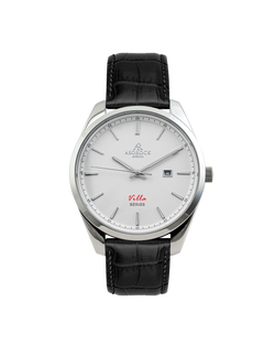 Silver/white - black leather strap Villa