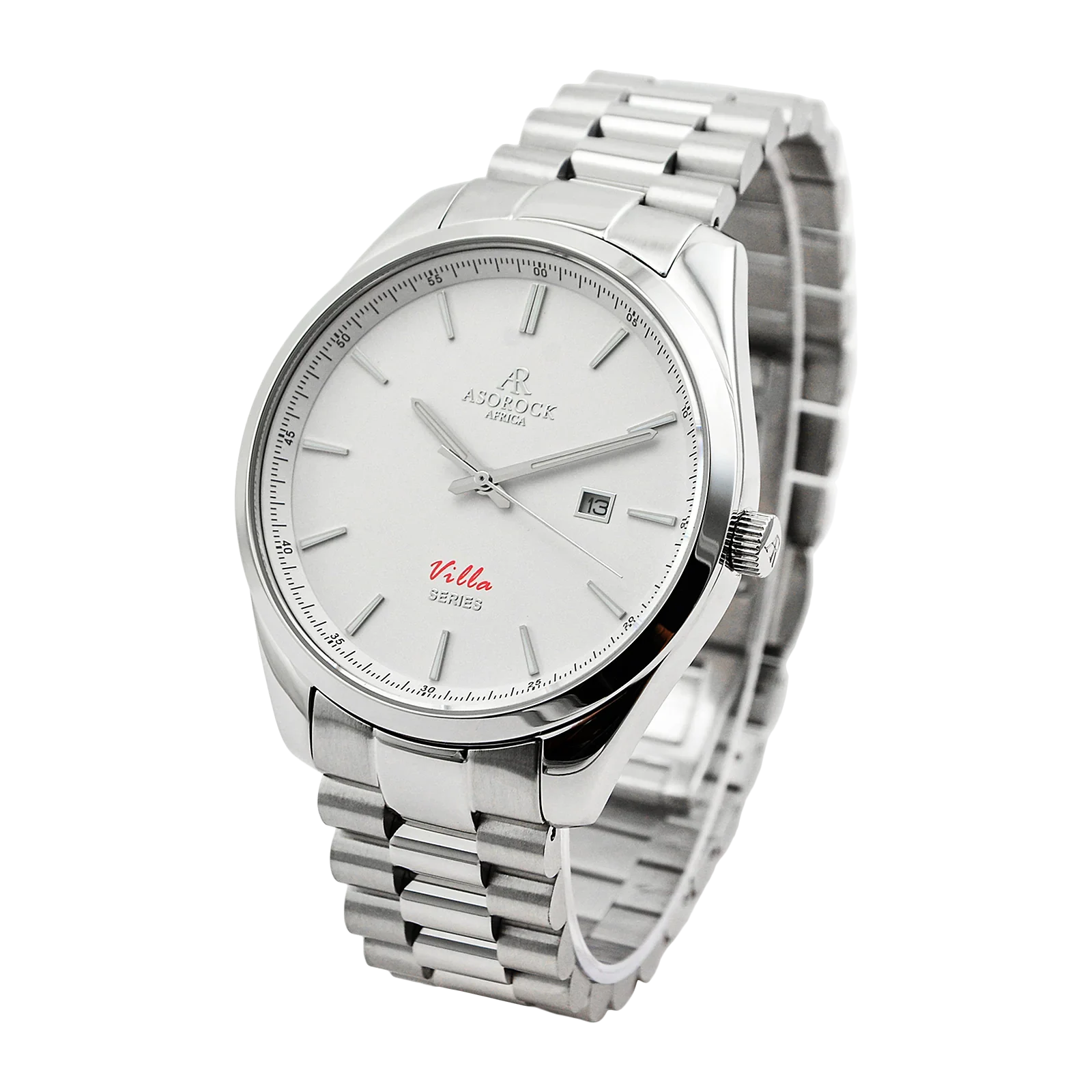 Silver/white villa - from ASOROCK WATCHES  a black african american owned luxury unique watch brand with swiss rolex, Audemars Piguet, patek homage inspired style watches. Also a custom vvs moissanite diamond watch maker.