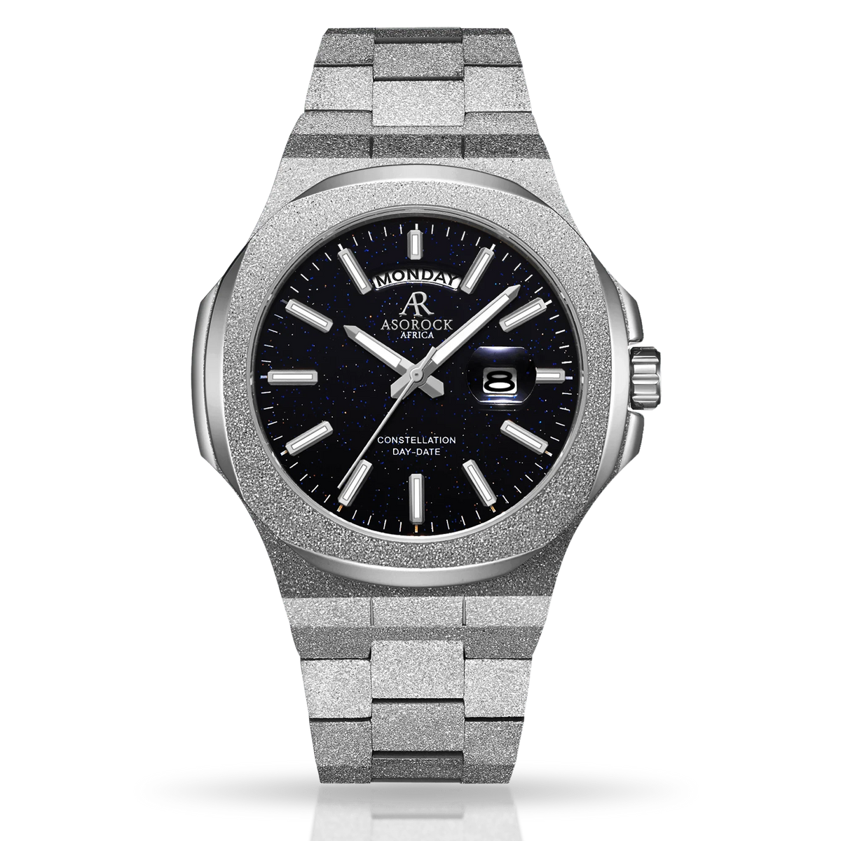 Silver/Black Frosted stardust Constellation Day-Date homage Watch 