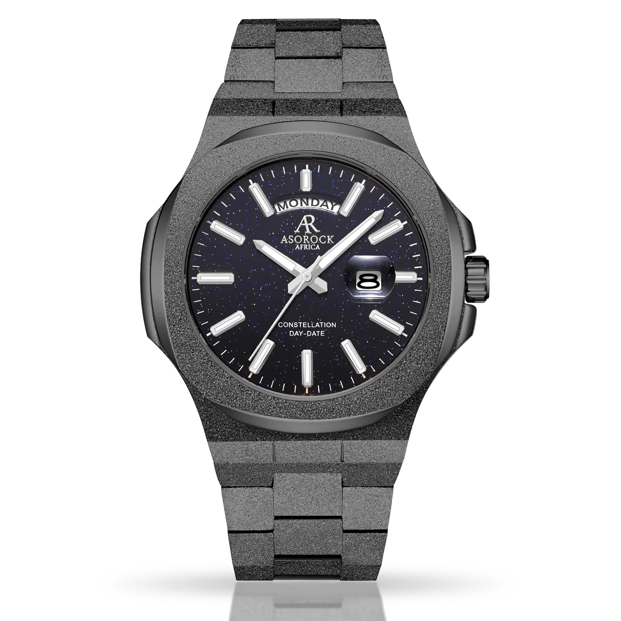 Aluminum Shell Rocking. Watch All Black Frosted aventurine stardust Constellation Day Date Watch ...