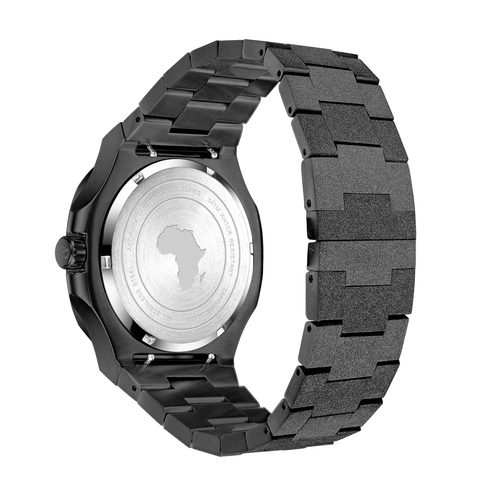 All Black frosted stardust Constellation Day-Date - from ASOROCK WATCHES  a black african american owned luxury unique watch brand with swiss rolex, Audemars Piguet, patek homage inspired style watches. Also a custom vvs moissanite diamond watch maker. 