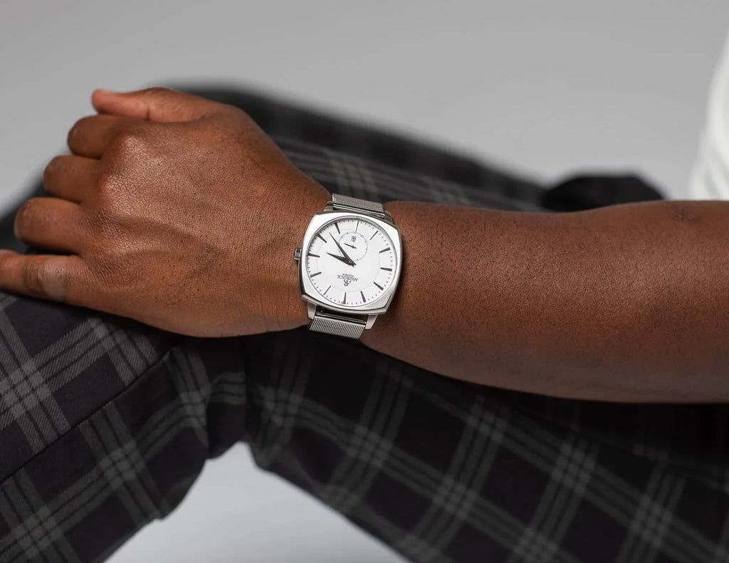Silver/White Monolith (PRE-ORDER RESTOCK SHIPS OUT IN OCTOBER) - from ASOROCK WATCHES  a black african american owned luxury unique watch brand with swiss rolex, Audemars Piguet, patek homage inspired style watches. Also a custom vvs moissanite diamond watch maker.