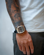 Silver/Black Motorsport GT - from ASOROCK WATCHES  a black african american owned luxury unique watch brand with swiss rolex, Audemars Piguet, patek homage inspired style watches. Also a custom vvs moissanite diamond watch maker.