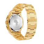 Gold/Black Frosted Stardust Constellation Day Date - from ASOROCK WATCHES  a black african american owned luxury unique watch brand with swiss rolex, Audemars Piguet, patek homage inspired style watches. Also a custom vvs moissanite diamond watch maker. 