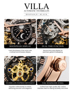 Rosegold/Black Villa Automatic Tourbillon (Pre-order ships out in August)