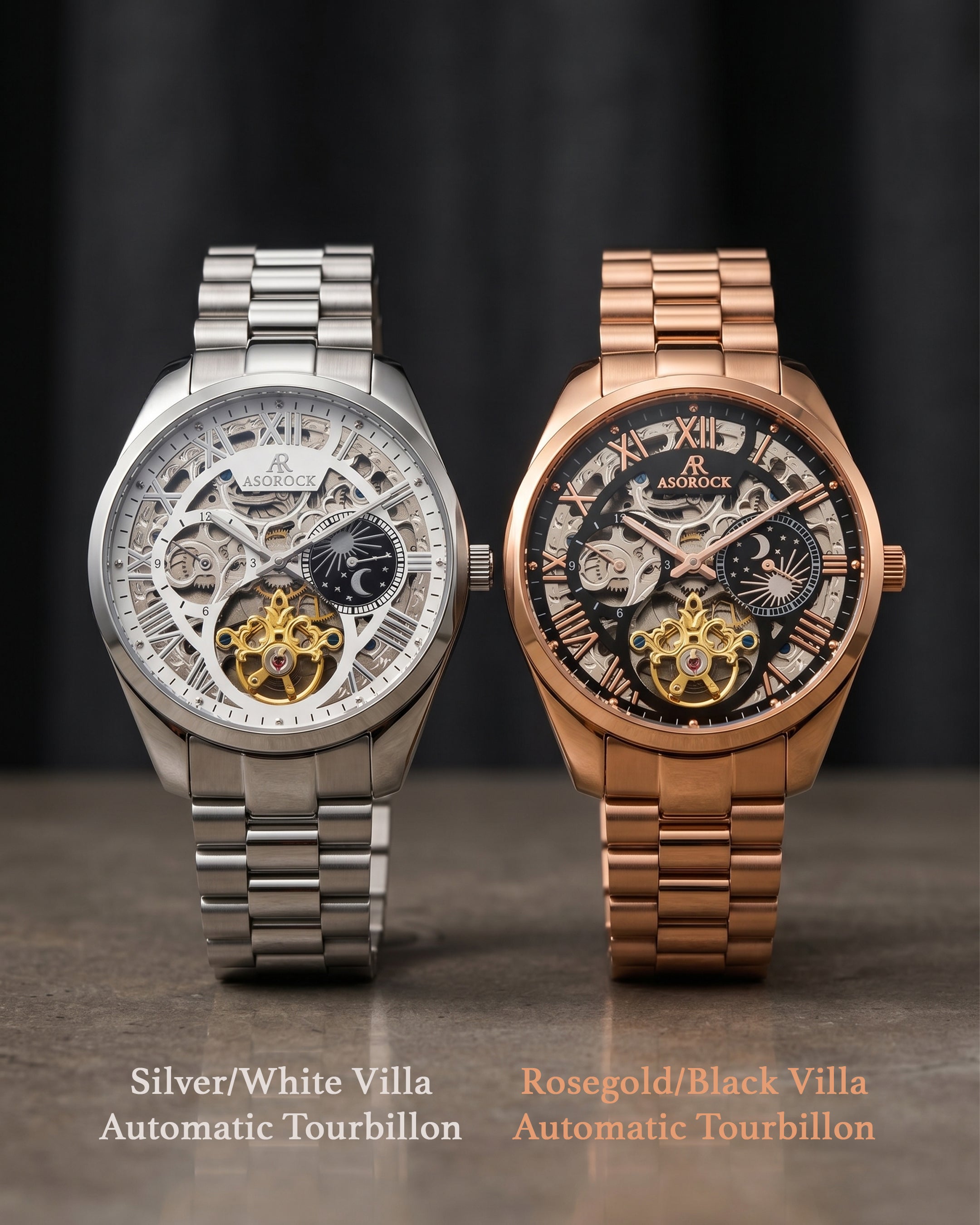 Rosegold/Black Villa Automatic Tourbillon (Pre-order ships out in August)