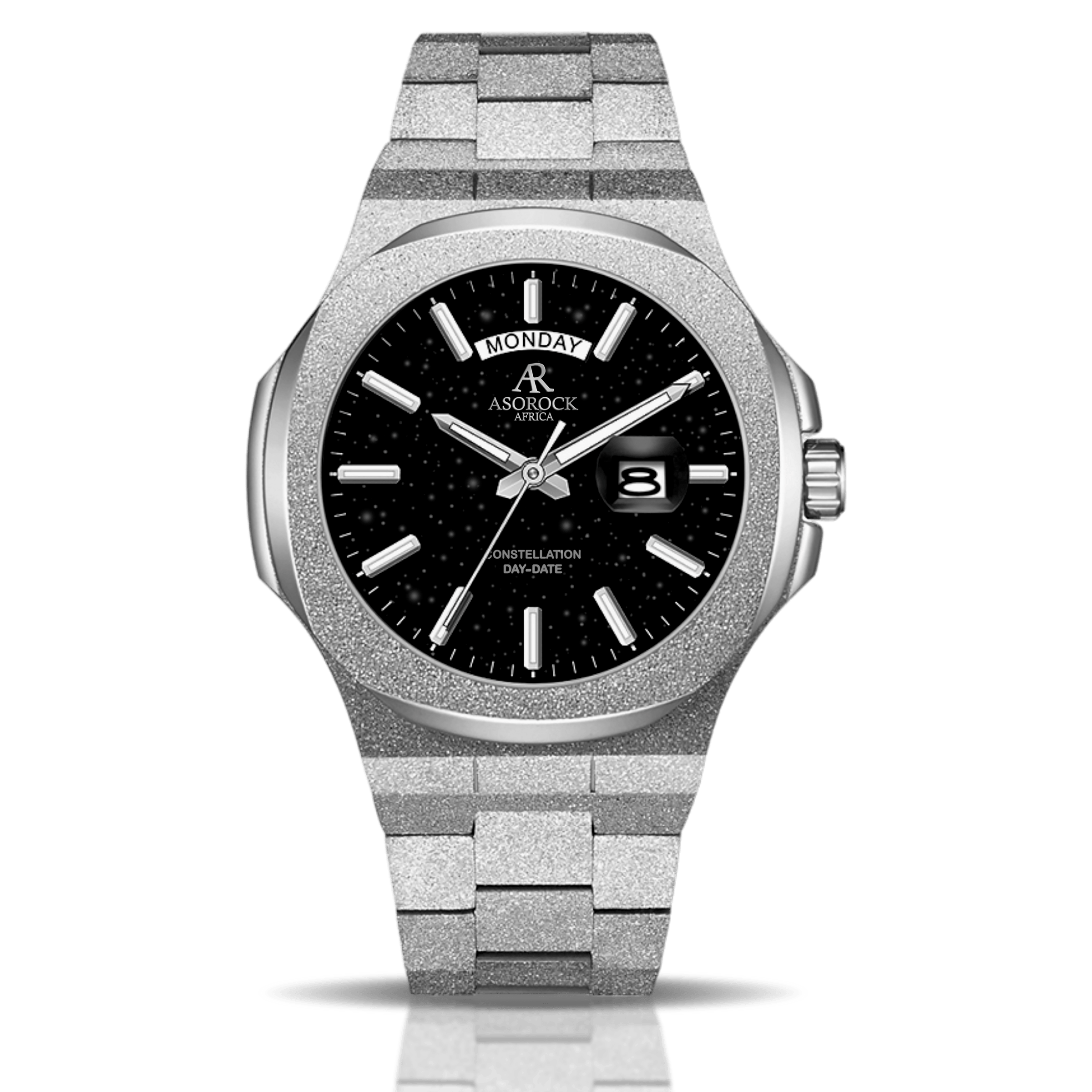 Silver/Black Frosted stardust Constellation Day-Date homage