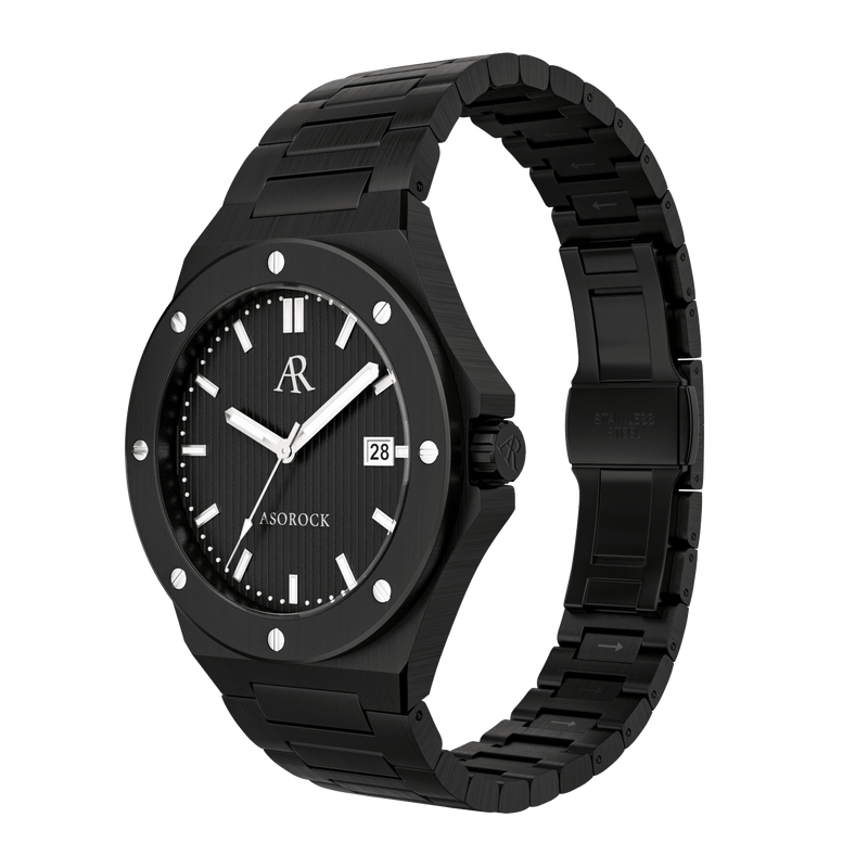 All black Mansa - from ASOROCK WATCHES  a black african american owned luxury unique watch brand with swiss rolex AP homage style watches 