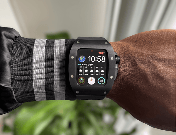 All black Smartwatch Sports case - from ASOROCK WATCHES  a black african american owned luxury unique watch brand with swiss rolex AP homage style watches 