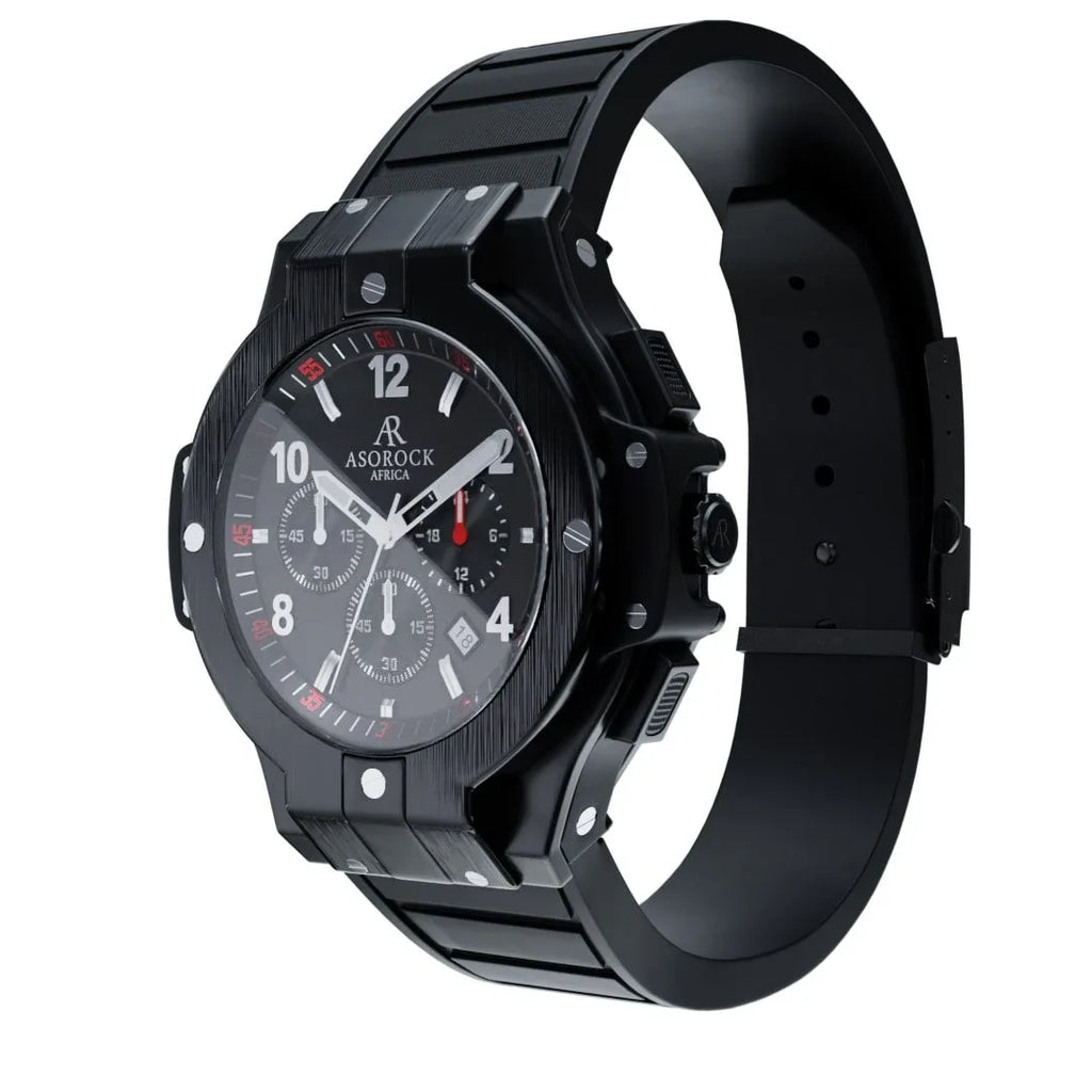 ALL BLACK SPEEDRACER 2.0 - from ASOROCK WATCHES  a black african american owned luxury unique watch brand with swiss rolex AP homage style watches 