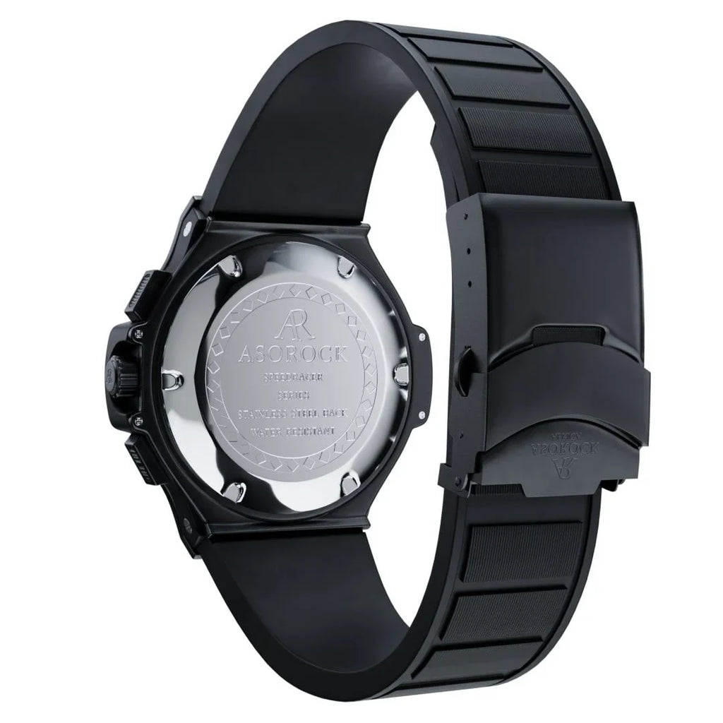 ALL BLACK SPEEDRACER 2.0 - from ASOROCK WATCHES  a black african american owned luxury unique watch brand with swiss rolex AP homage style watches 