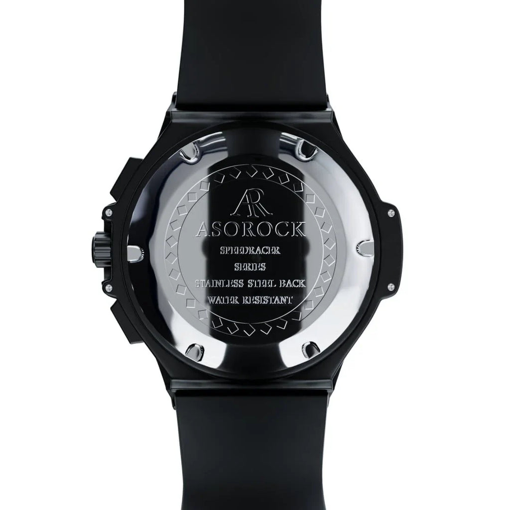 ALL BLACK SPEEDRACER 2.0 - from ASOROCK WATCHES  a black african american owned luxury unique watch brand with swiss rolex AP homage style watches 