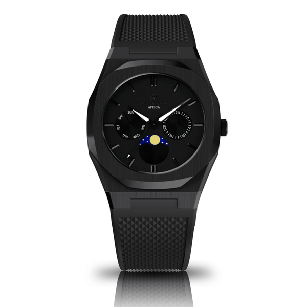 Black rubber All Black Transporter - from ASOROCK WATCHES  a black african american owned luxury unique watch brand with swiss rolex AP homage style watches 