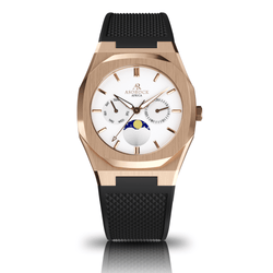 Black rubber Rosegold/White Transporter - from ASOROCK WATCHES  a black african american owned luxury unique watch brand with swiss rolex AP homage style watches 