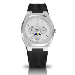 BLACK RUBBER Silver/White Transporter - from ASOROCK WATCHES  a black african american owned luxury unique watch brand with swiss rolex AP homage style watches 
