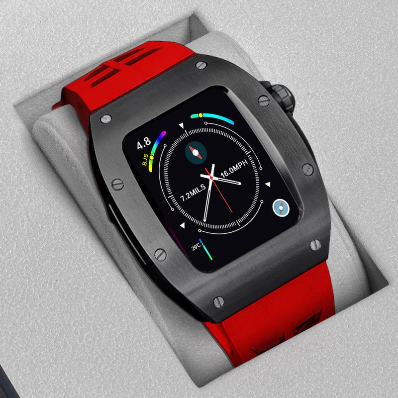 black/red Smartwatch Sports case - from ASOROCK WATCHES  a black african american owned luxury unique watch brand with swiss rolex AP homage style watches 