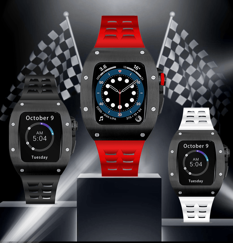 black/red Smartwatch Sports case - from ASOROCK WATCHES  a black african american owned luxury unique watch brand with swiss rolex AP homage style watches 