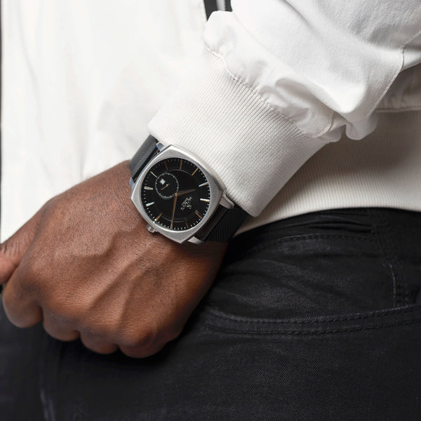 Black/Silver Monolith - from ASOROCK WATCHES  a black african american owned luxury unique watch brand with swiss rolex AP homage style watches 