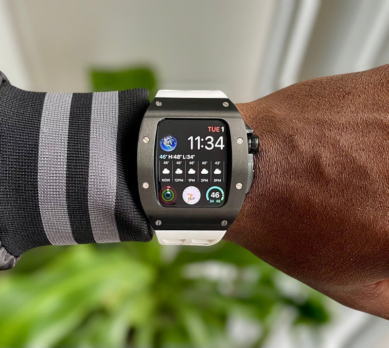 black/white Smartwatch Sports case - from ASOROCK WATCHES  a black african american owned luxury unique watch brand with swiss rolex AP homage style watches 