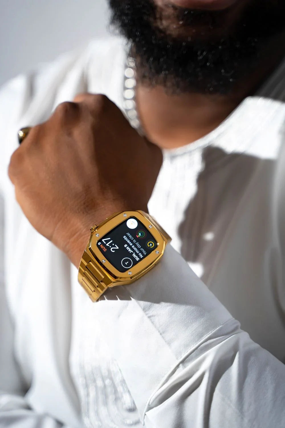 Gold smartwatch case - from ASOROCK WATCHES  a black african american owned luxury unique watch brand with swiss rolex AP homage style watches 