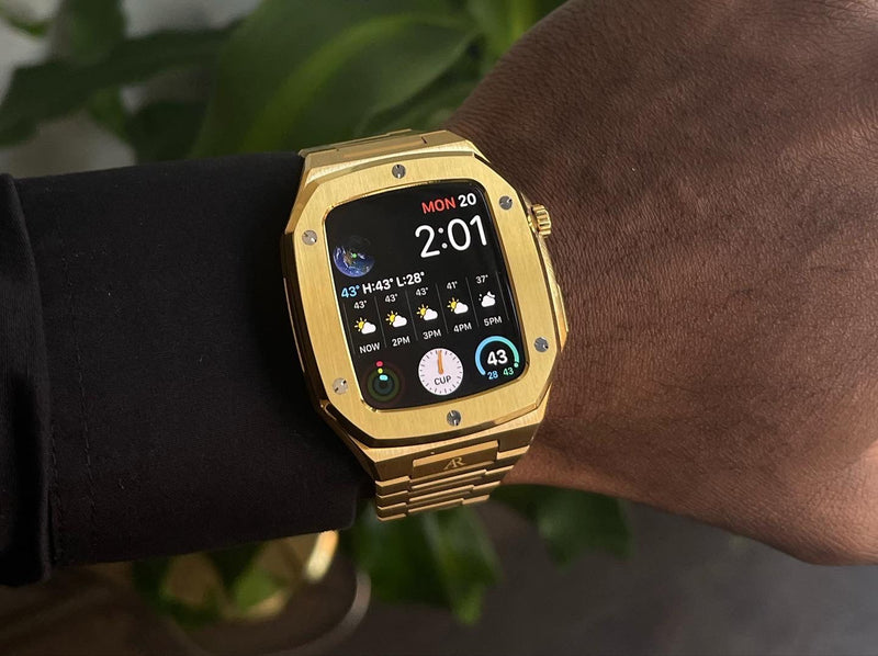 Gold smartwatch case - from ASOROCK WATCHES  a black african american owned luxury unique watch brand with swiss rolex AP homage style watches 