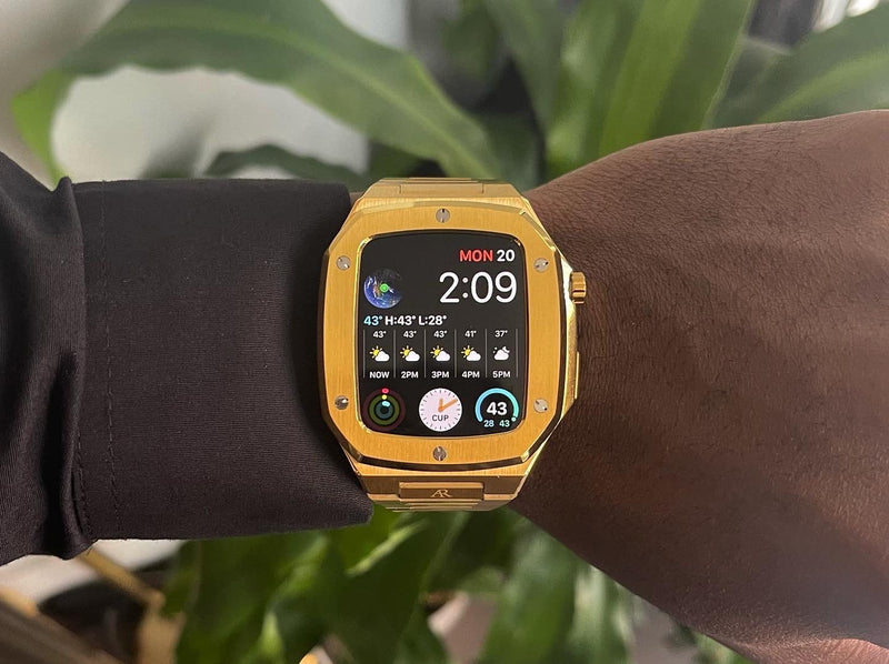 Gold smartwatch case - from ASOROCK WATCHES  a black african american owned luxury unique watch brand with swiss rolex AP homage style watches 