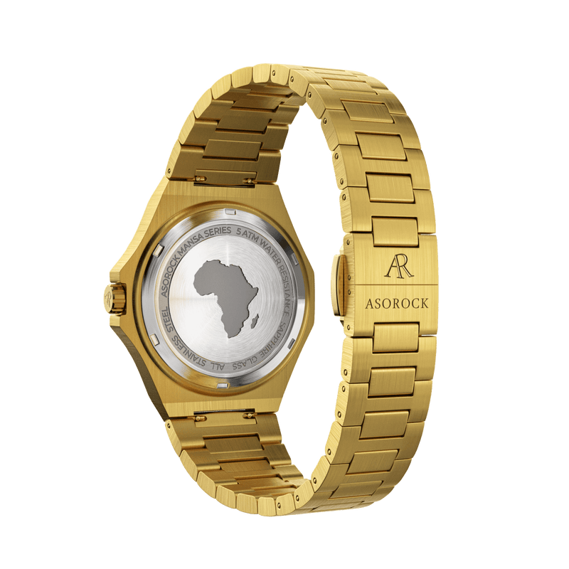 Gold/Green Mansa - from ASOROCK WATCHES  a black african american owned luxury unique watch brand with swiss rolex AP homage style watches 