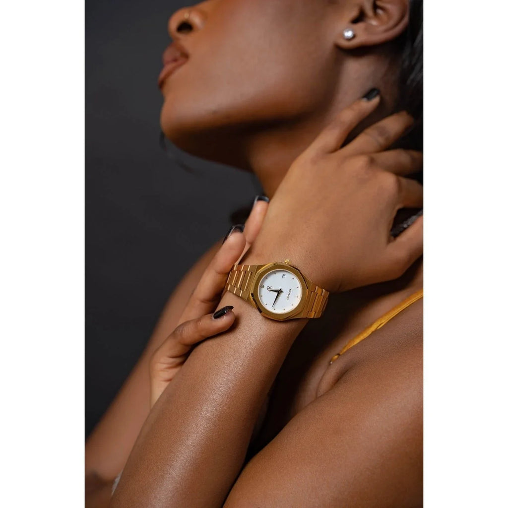Gold/White goddess - from ASOROCK WATCHES  a black african american owned luxury unique watch brand with swiss rolex AP homage style watches 